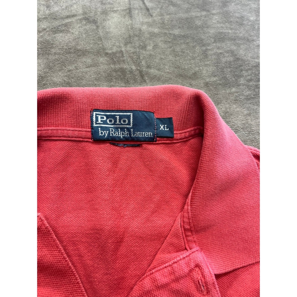 Polo Ralph Lauren Mens XL Red Short Sleeve Pique Cotton Polo Shirt‎ Green Pony - Picture 4 of 6